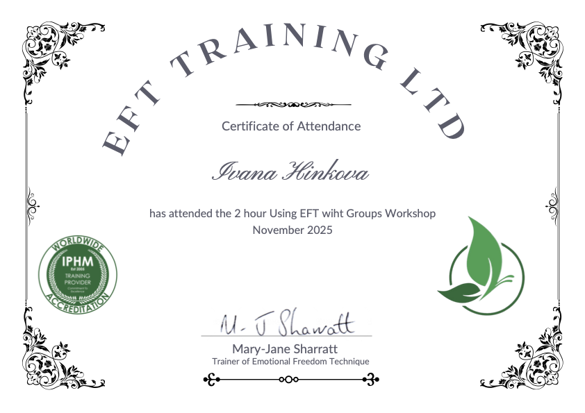 Certifikát EFT TRAINING LTD